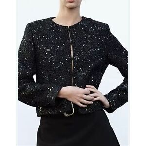 Zara Tweed Texture Sequin Jacket